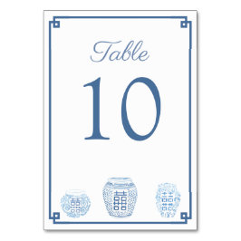 Numeração De Mesa Casamento Ginger Jar Clássico Azul Branco