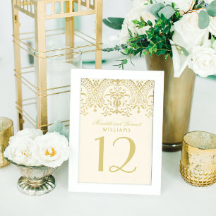 Numeração De Mesa Casamento Glamouroso Vintage Marfim Elegante Doura