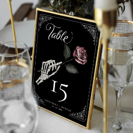 Numeração De Mesa Casamento Gótico de Rosa de Halloween de Skeleton