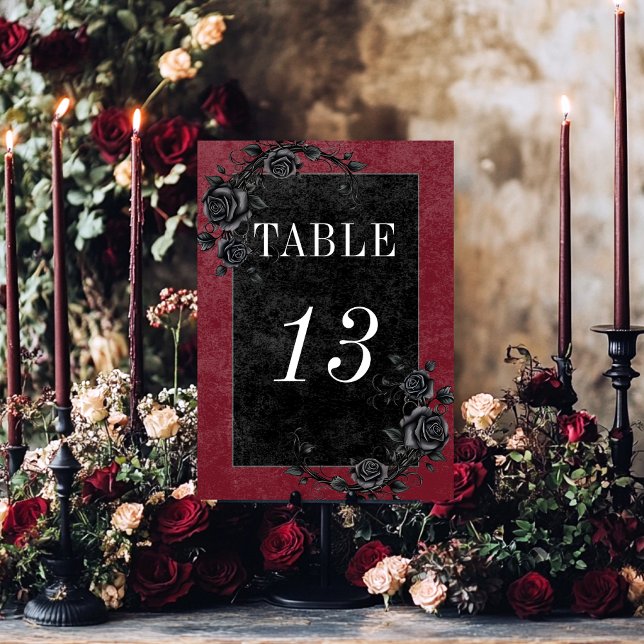 Numeração De Mesa Casamento Gótico de Rosas Negras Raven & Black (Criador carregado)