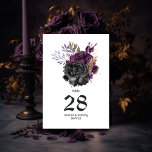 Numeração De Mesa Casamento Gótico Dourado e Preto<br><div class="desc">Vintage convite de casamento gótico floral em sotaques de roxo,  preto e ouro personalizáveis para seus detalhes de evento.</div>
