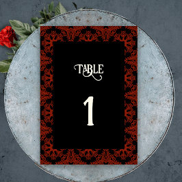 Numeração De Mesa Casamento Gótico Floral Negro e Vermelho