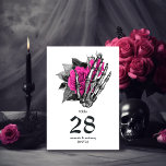 Numeração De Mesa Casamento Gótico Floral Rosa-Quente<br><div class="desc">Vintage galopante,  número da mesa de casamento gótica de crânio floral em sotaque de rosa quente personalizável para seus detalhes do evento.</div>