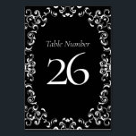 Numeração De Mesa Casamento Gótico Negra e Branca<br><div class="desc">Nossa bela design de espiral empresta um elemento moderno a esta coleção de casamentos góticos roxos e negros. Perfeito para um casamento temático escuro ou caso de Halloween.</div>