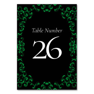 Numeração De Mesa Casamento Gótico Negra e Verde