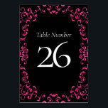 Numeração De Mesa Casamento Gótico Quente-Rosa e Negro<br><div class="desc">Nossa bela design de espiral empresta um elemento moderno a esta coleção de casamentos góticos,  rosa-quente e preto. Perfeito para um casamento temático escuro ou caso Rockabilly.</div>