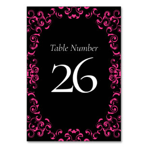 Numeração De Mesa Casamento Gótico Quente-Rosa e Negro