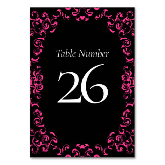 Numeração De Mesa Casamento Gótico Quente-Rosa e Negro