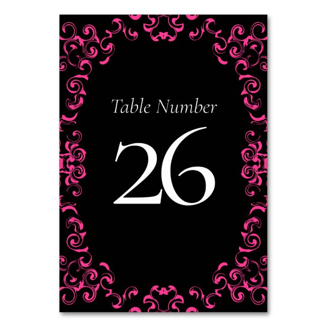 Numeração De Mesa Casamento Gótico Quente-Rosa e Negro (Verso)