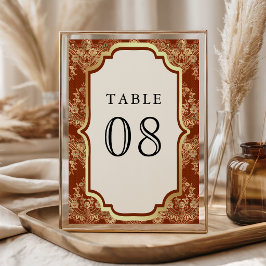 Numeração De Mesa Casamento Indiano Laranja Dourado Renda