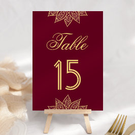 Numeração De Mesa Casamento Índio Dourado Burgundy Mehendi Henna