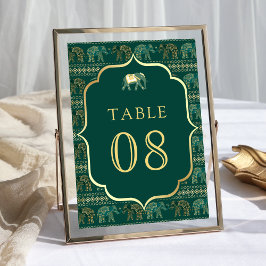Numeração De Mesa Casamento Índio Emerald e Elefante Dourado