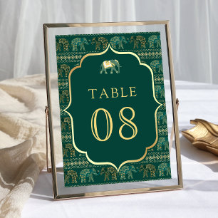 Numeração De Mesa Casamento Índio Emerald e Elefante Dourado