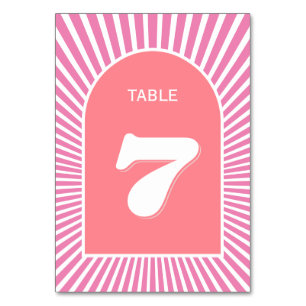 Numeração De Mesa Casamento inspirado por raios solares cor-de-rosa