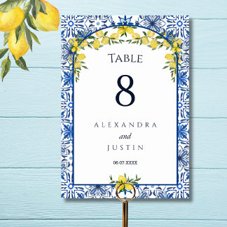Numeração De Mesa Casamento Italiano com Limão do Mediterrâneo Azule