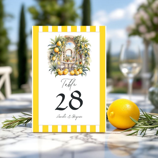 Numeração De Mesa Casamento italiano Lemon Grove "La Dolce Vita" ("La Dolce Vita" Lemon Grove Italian Wedding Table Number)