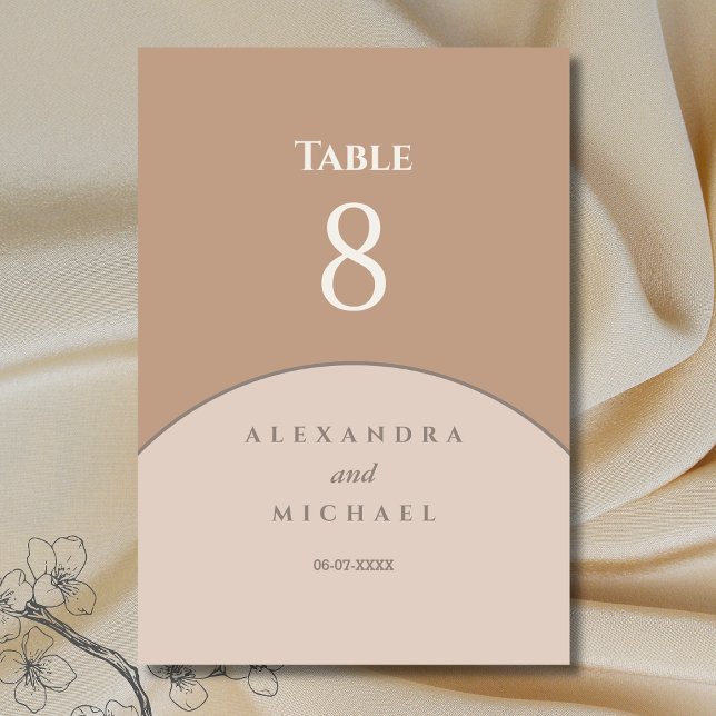 Numeração De Mesa Casamento Japandi, Minimalista, Beige Rosa (Criador carregado)