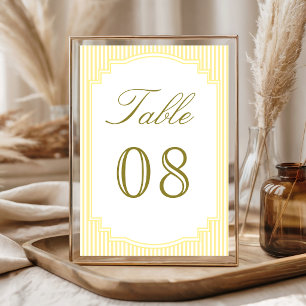 Numeração De Mesa Casamento Listrado Amarelo Clássico