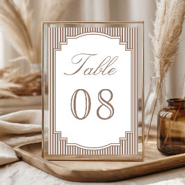 Numeração De Mesa Casamento Listrado de Marrom Mocha Clássico