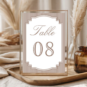Numeração De Mesa Casamento Listrado de Marrom Mocha Clássico