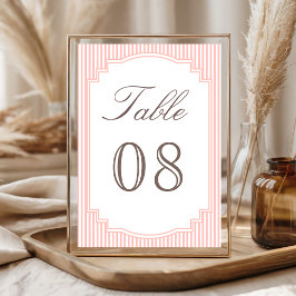 Numeração De Mesa Casamento Listrado Rosa Coral Pastel