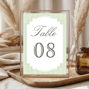 Numeração De Mesa Casamento Listrado Verde Sage Pastel
