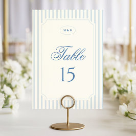 Numeração De Mesa Casamento Listras Azul Claro Clássico