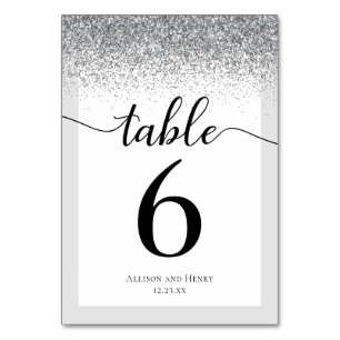 Numeração De Mesa Casamento Luminoso de Script Branco Preto Elegante