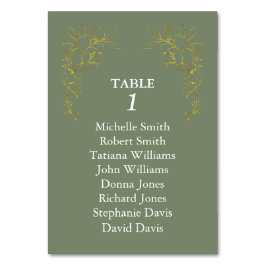 Numeração De Mesa Casamento Luxuoso Flores Douradas Royal Sage Verde