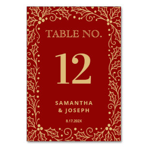 Numeração De Mesa Casamento Luxuoso Vermelho e Dourado Antigo