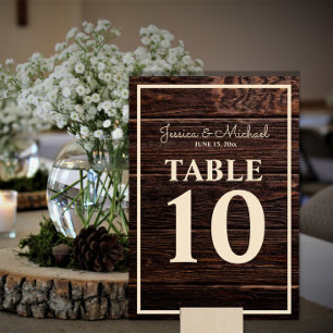 Numeração De Mesa Casamento Madeira Marrom Escuro Rústico Creme