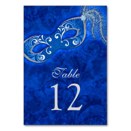 Numeração De Mesa Casamento Mardi Gras de Mascarada de Silver Azul