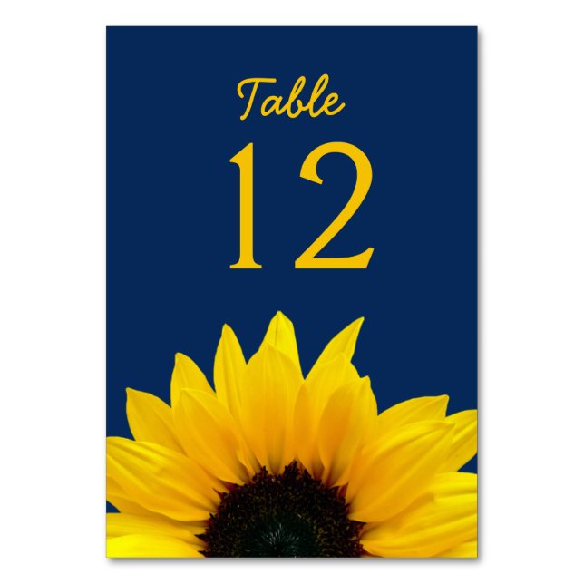 Numeração De Mesa Casamento Marinho Azul de Flor Amarelo (Frente)