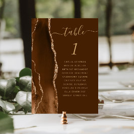 Numeração De Mesa Casamento Marrom Ágata Dourada Mocha