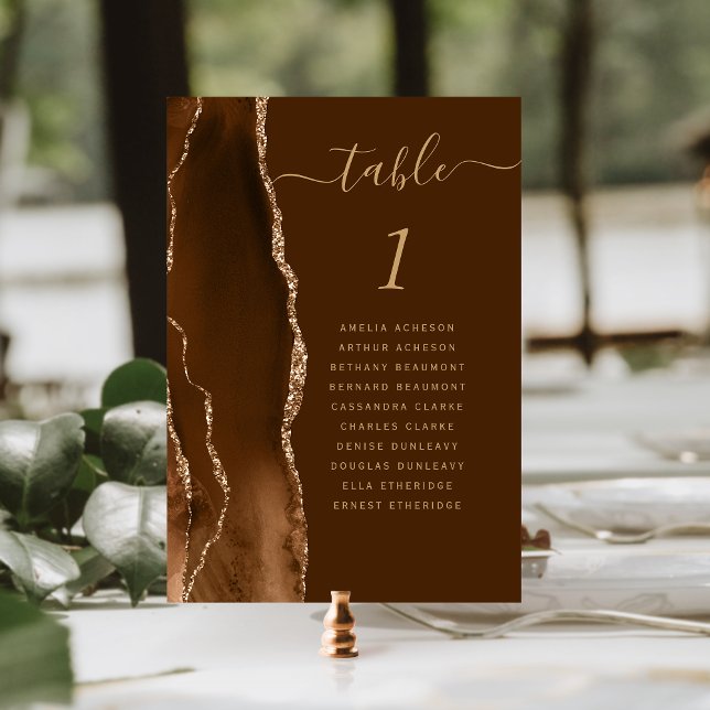 Numeração De Mesa Casamento Marrom Ágata Dourada Mocha (Criador carregado)
