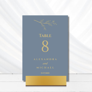 Numeração De Mesa Casamento Minimalista Botânico Dusty Blue