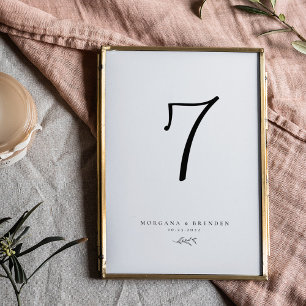 Numeração De Mesa Casamento Minimalista Botânico Preto e Branco Scri