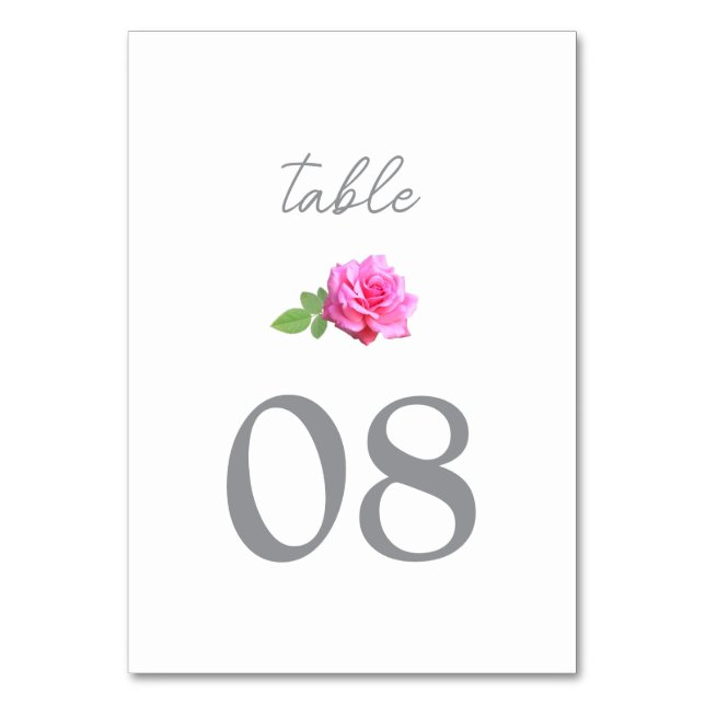 Numeração De Mesa Casamento Minimalista Clássico Rosa Rosa (Frente)