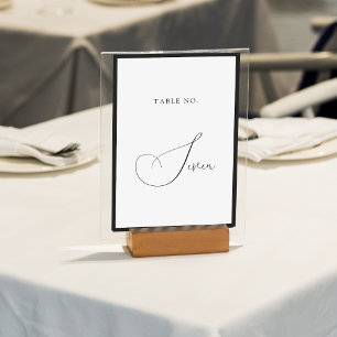 Numeração De Mesa Casamento Minimalista com Borda Preta e Branca em