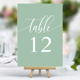 Numeração De Mesa Casamento Minimalista com Caligrafia em Verde Musg