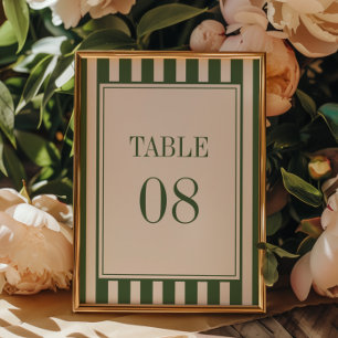Numeração De Mesa Casamento Minimalista com Listras Verde Oliva Escu