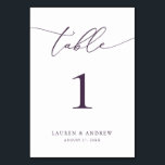 Numeração De Mesa Casamento Minimalista de Roxo Plum | Tabela Person<br><div class="desc">(**NOTA: Para solicitar,  basta ajustar o número da tabela (e o nome/data) e adicionar cada número ao carrinho separadamente. Em seguida,  faça check-out assim que terminar.) Belo,  elegante,  moderno e minimalista,  cartão de número de mesa. Totalmente personalizável com seus nomes (ou Nome do Evento) e Data.</div>