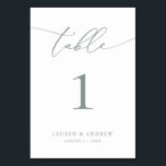 Numeração De Mesa Casamento Minimalista de Sage Olive Green | Person<br><div class="desc">(**NOTA: Para solicitar,  basta ajustar o número da tabela (e o nome/data) e adicionar cada número ao carrinho separadamente. Em seguida,  faça check-out assim que terminar.) Belo,  elegante,  moderno e minimalista,  cartão de número de mesa. Totalmente personalizável com seus nomes (ou Nome do Evento) e Data.</div>