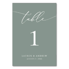 Numeração De Mesa Casamento Minimalista de Sage Olive Green | Person
