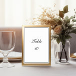 Numeração De Mesa Casamento Minimalista de Script de Borda Branca Ne<br><div class="desc">Placas de número da Tabela Minimalista de Script Preto e Branco com uma borda preta.</div>
