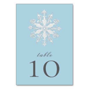 Numeração De Mesa Casamento Minimalista em Floco de Neve   Azul-gelo