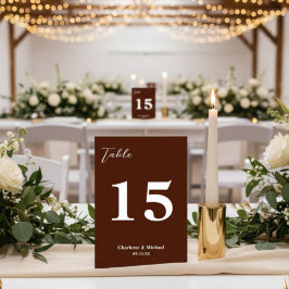 Numeração De Mesa Casamento Minimalista Marrom Clássico