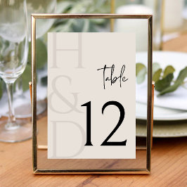 Numeração De Mesa Casamento Minimalista Moderno com Monograma Preto