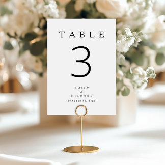 Numeração De Mesa Casamento Minimalista Moderno Preto e Branco
