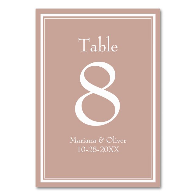 Numeração De Mesa Casamento Minimalista Moderno Rosa (Frente)